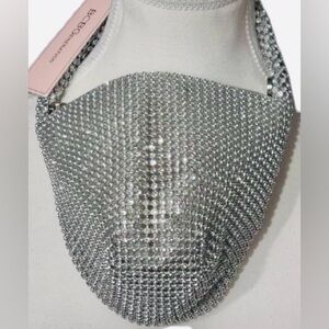 NWT BCBGeneration Rhinestone Evening Purse Bag Silver Small Blingy Designer